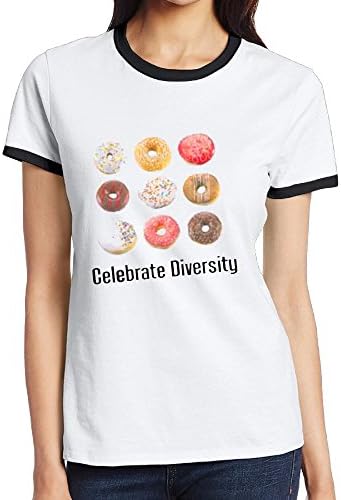 Celebrate Donuts Woman Junior Fashion Block Short Sleeve Tee Shirt