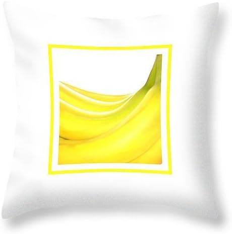 Banana I Yellow Fruit Print Throw Cushion Case Cover White 20"x20"