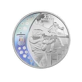 Canada Vancouver 2010 Sterling Silver Hologram Coin Biathlon