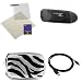 GTMax Silver Zebra Eva Pouch Case+ Mini 5pin USB Data Cable Cord + Memory Card Reader+LCD Screen Protector for Canon PowerShot Ephl 300 HS, ELPH 520 HS, 110 HS, SD4500 IS,S95,SD4000 IS,SD3500 IS,SD1400 IS,SD1300 IS,A3100 IS,SD980 IS,SD940 IS,A3100, A3300 IS, A3000 IS, A2200,Advanced PowerShot S100 Digital Cameras