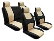 ON SALE...Univerisal Car Seat Cover Full Set Flat Cloth Beige/black