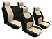 Univerisal Car Seat Cover Full Set Flat Cloth Beige/black