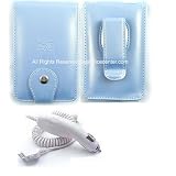 Metallic Blue Leather Case for Apple Ipod Video 30gb 60gb + White Car Charger for Applie Ipod Video