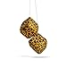 Leopard Safari Animal Car Mirror Fuzzy Dice - Tan & Black - Pair
