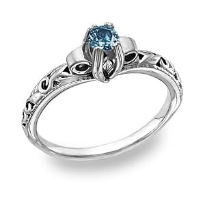 Blue Diamond 1 Carat Art Deco Diamond Ring Blue Diamond Engagement Rings