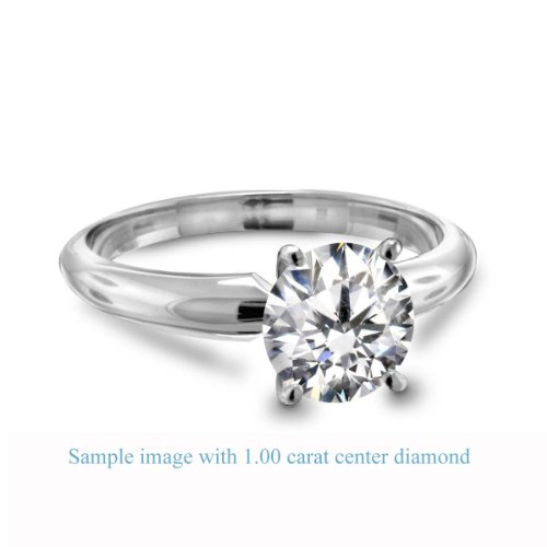 Four Prong Pre-Set Round Diamond Solitaire Ring in Platinum ( Color H , Clarity VS2 )