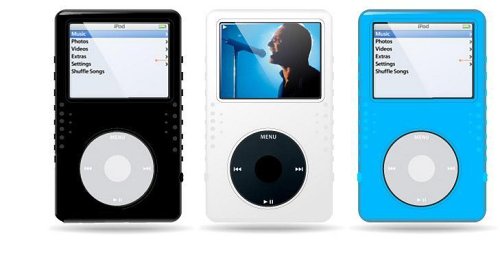 Electronics: Speck Products 60 GB iPod Video SkinTight 3 Pack  Clear, Black, Blue 