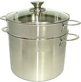 Induction Hob 8 Litre Stockpot,  a Beautiful Stock Pot with a Pasta Pot insert included, and Glass vented Lid, Fully Induction Compatible