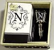 Gift Set of 30 Monogram Paper Guest Towels and 1 Monogram Glass Winestopper - N