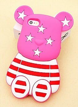 Pl High Quality 3d Cartoon Silicon Soft Case Cover for Iphone5 5s 5c Cute Bear (hot pink)