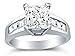 Solid 925 Sterling Silver Princess Cut Solitaire with Princess Cut Side Stones CZ Cubic Zirconia Engagement Ring 1.75ct. With Elegant Velvet Ring Box