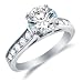 Cheap Size 5.5 – Solid 14k White Gold Round Brilliant Cut Solitaire with Round Side Stones Highest Quality CZ Cubic Zirconia Engagement Ring 1.75ct. On Sale
