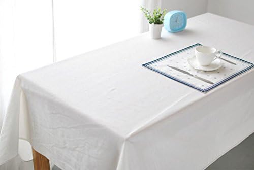 LACS Tablecloth Solid White and Black Tablecloth Linen Cotton r Rectangular Table Cover