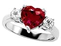 2.60 cttw 925 Sterling Silver 14K White Gold Plated Lab Created Heart Shape Ruby Engagement Ring - Gold Plated Silver