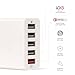 Quick Charge 2.0 5 Ports USB Charger epxid ChargePort 5 for Galaxy S6/Edge/Plus, Note 4/5, LG G4, HTC One M8/M9, Nexus 6, iPhone, iPad and More (White)