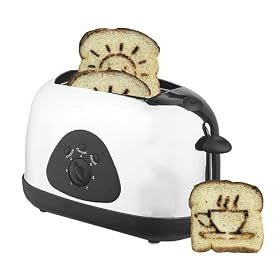 Black/Chrome Pop Art Toaster with 2 Design Plates by