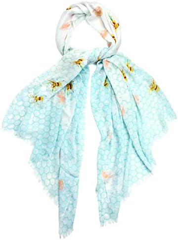 Odd Shop Women's Honey Bee Hive Printed Light Weight Oblong Cotton Scarf 28 X 71 Inches (Mint)