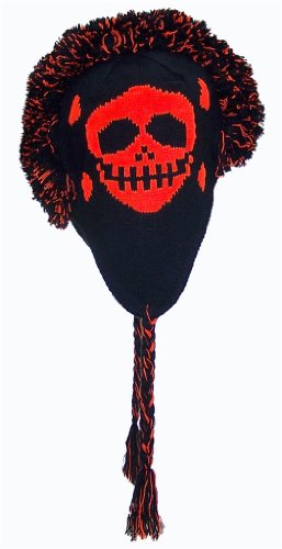 Best Winter Hats Bright Neon Skull Design Mohawk Winter Ear Flap Hat (One Size)