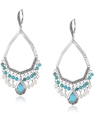 Judith Jack "Carnaval" Sterling Silver Marcasite  Mother-Of-Pearl and Turquoise Drop Earrings