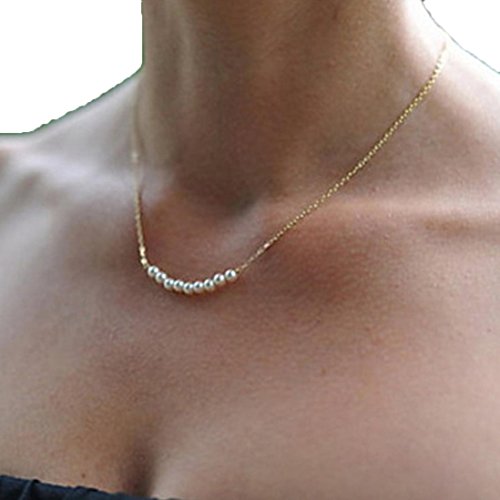 Usstore Women Fashion Pendant Simple Imitation Faux Pearl Necklaces Gold Gift
