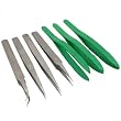 7 Pc Stainless Steel Tweezer Sets Miniature Precision