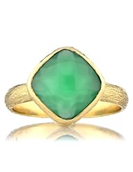 Celebrity Star Emitations Nevs Genuine Green Amethyst Cushion Cut Right Hand Ring - Gold Size 8