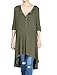 Mordenmiss Women's Half Sleeve High Low Loose Tunic Tops Casual Tee Shirts Army Green-XXL