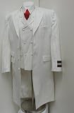 New Mens White Zoot Suit - Three Pieces (3pc) - Down to the Knees Fashion Dress Suit With Vest, High Quality Super 150s