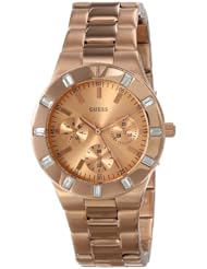 GUESS Womens U13013L1 Feminine Hi-Shine Rose Gold-Tone Mid-Size Sport  Watch