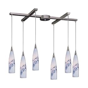 Lungo - 6 Light Kitchen Island Pendant Track Lighting Fixture - Brushed Nickel - Blue... by Elk