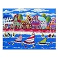 Funky Buildings By The Sea Scenic Giclee Poster Print by Renie Britenbucher, 24x20