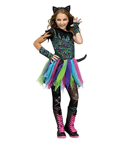 Girls Wild Rainbow Cat Costume Size Medium 8-10