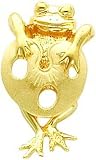 14K Gold Frog Holding Heart Lilly Pad Slide Pendant