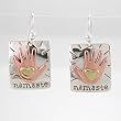 Namaste, Hand and Heart Sterling Silver Brass and Copper Dangle Earrings, #8751