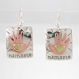 Sterling Silver Brass and Copper Namaste Earrings, #8751