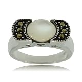 Sterling Silver Celestial Ring W Moonston & Marcasite