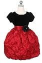 Clearance New Red & Black Velvet Mini Tucked Bubble Dress 2 to 12 Girls