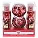 Two Red Glass Mosaic Candle Holders & Six Scented Votive Candles in Cranberry, Pomegranate & Firesid