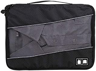 Litte Fish Luggage Packing Holder Packter Travel Luggage Organizer Bags Packing Cubes -3 Piece Mix Set: Large Cubes (13l×3.5w×9.5h Inch ) and Medium Cubes (11.5l×3w×8h Inch) and Small Cubes(9.7l×2.5w×7h Inch) of Same Color, Clothes Storage Bag for Lady Girl Men Women (black)