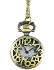 Youyoupifa Bronze Alloys Carve Number Patterns Quartz Pocket Watch(Unisex)