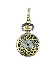 Youyoupifa Wholesale 5pcs/lot Bronze Alloys Carve Number Patterns Quartz Pocket Watch(Unisex)