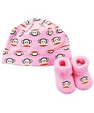 Paul Frank Logo Print Cap & Booties Set (Size 0  12M) - pink, one size