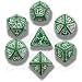 Q-Workshop Polyhedral 7-Die Set: Carved Elven Elvish Dice Set (Green and White)