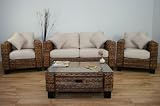 Conservatory furniture KENSINGTON ABACA Designer SUITE (Sofa, 2 Armchairs, Coffee table)