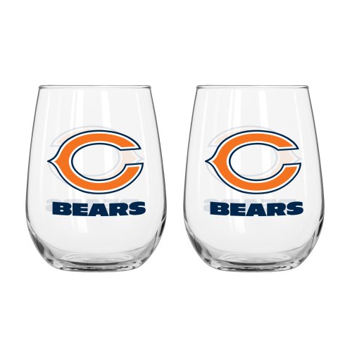 NFL Chicago Bears Curved Beverage Glasses (Pack of 2), 16-Ounce