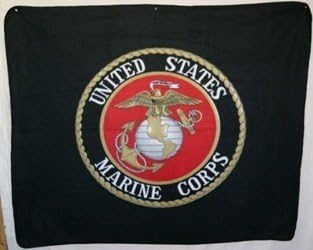Marine Blanket - Black - USMC Blankets - Marine Fleece Blanket - Marine Bedding - USMC Bedding