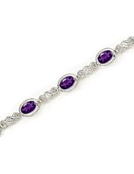 14kt Yellow Gold Oval Amethyst and Diamond Bracelet
