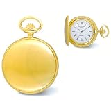 Charles - Hubert Paris Pocket Watch - 14k Gold-plated White Dial Black Roman Numerals Pocket Watch by Goldfinger