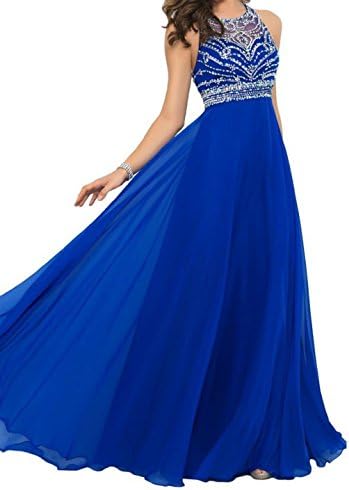 Tidetrend Women A-line Long Chiffon Prom Dress Formal Evening Gown (2, Royal blue)