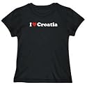 T-Shirt Womens Black " I LOVE Croatia " Countries